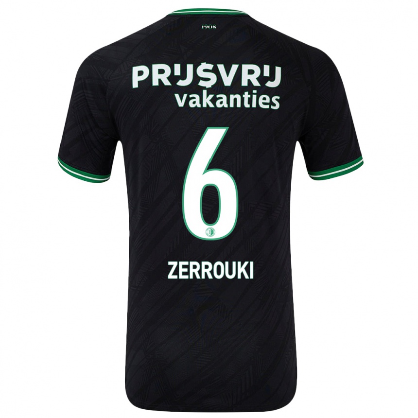 Kids Football Ramiz Zerrouki #6 Black Green Away Jersey 2024/25 T-Shirt