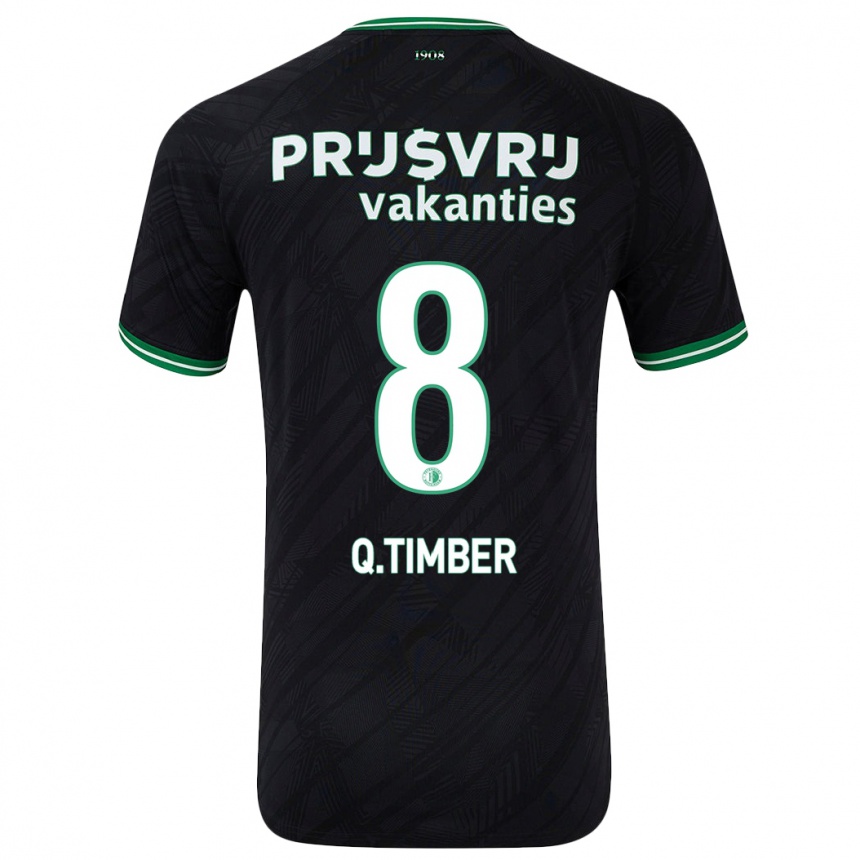 Kids Football Quinten Timber #8 Black Green Away Jersey 2024/25 T-Shirt