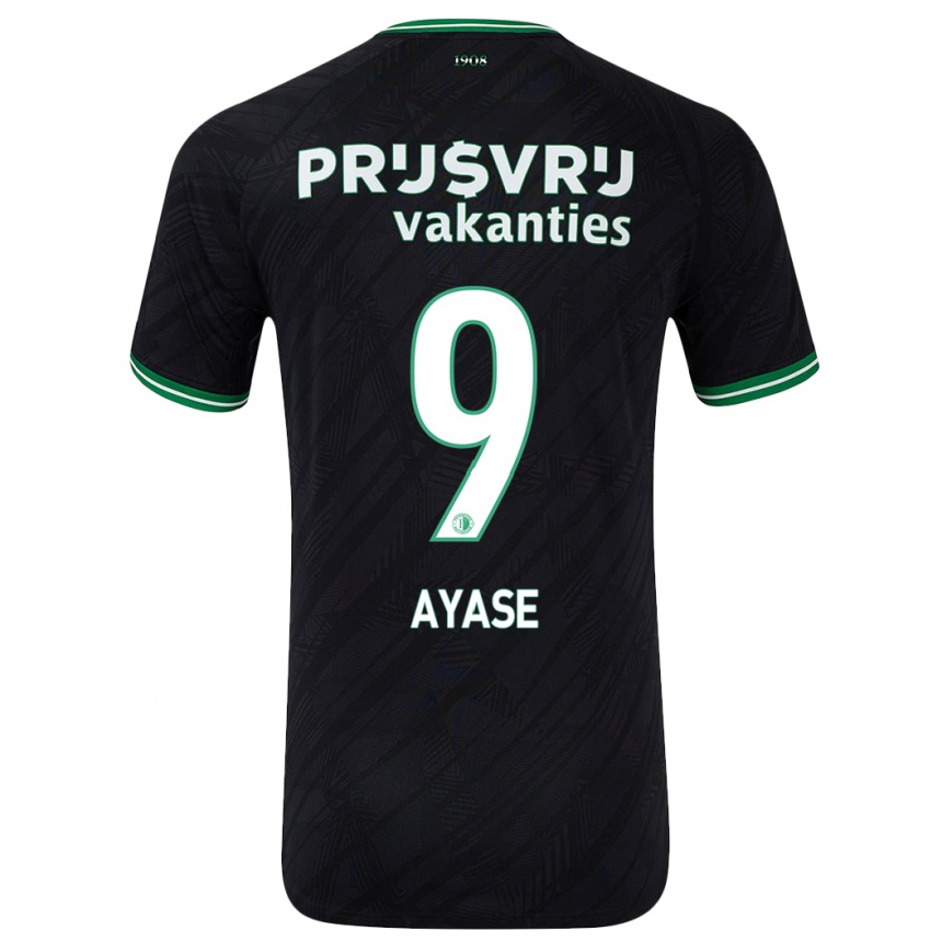 Kids Football Ayase Ueda #9 Black Green Away Jersey 2024/25 T-Shirt