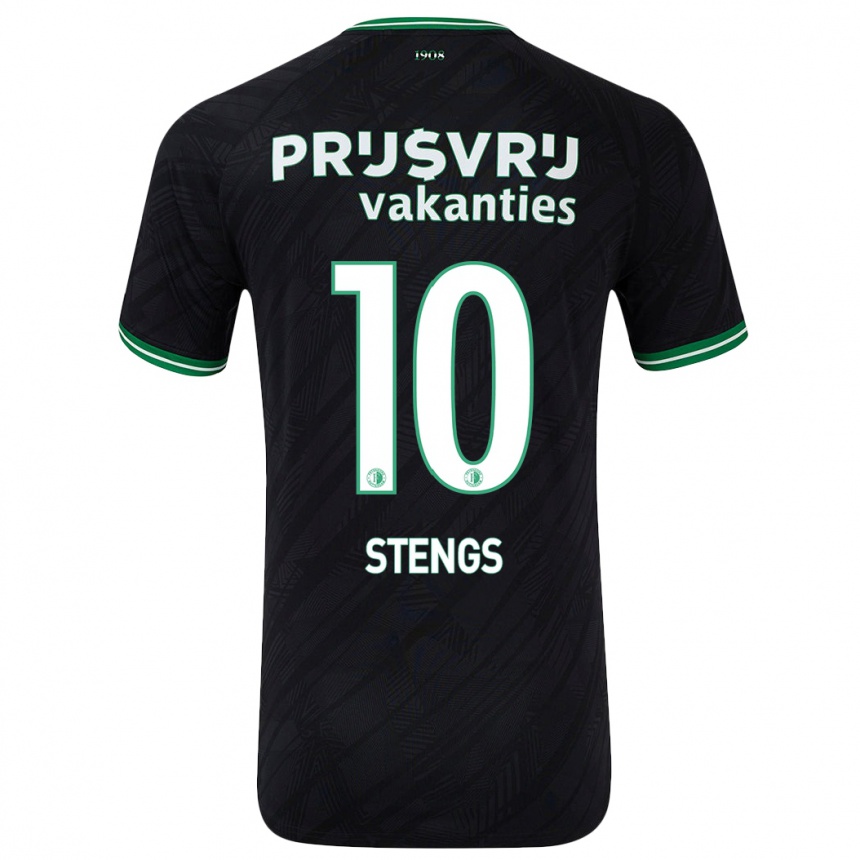 Kids Football Calvin Stengs #10 Black Green Away Jersey 2024/25 T-Shirt