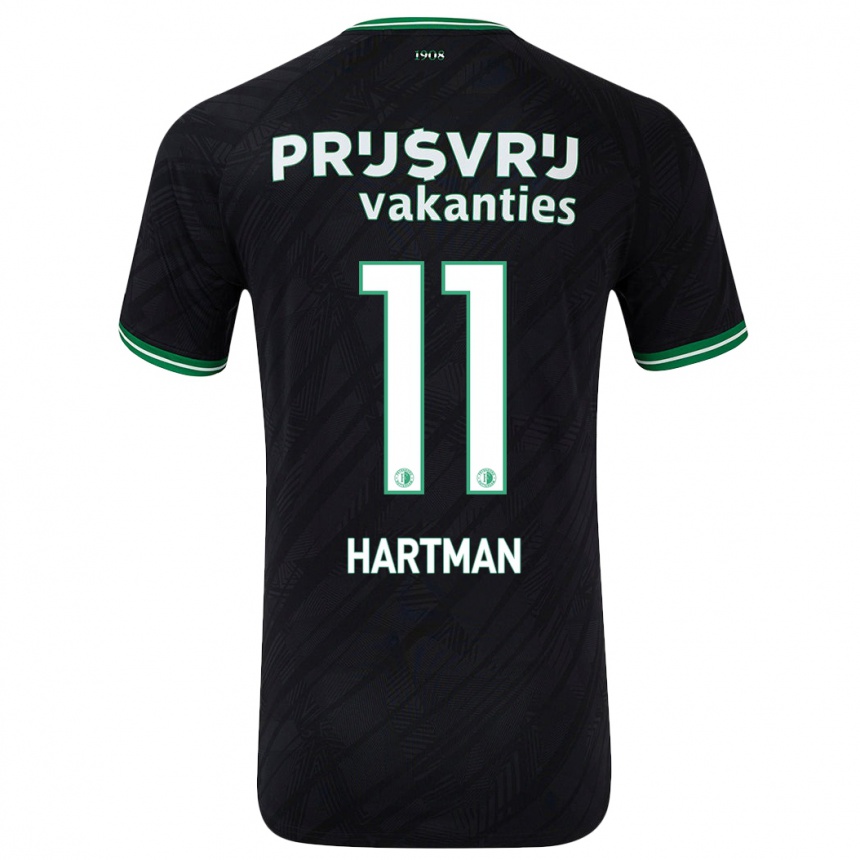 Kids Football Quilindschy Hartman #11 Black Green Away Jersey 2024/25 T-Shirt