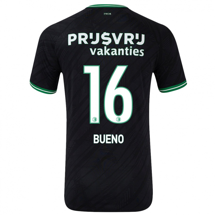 Kids Football Hugo Bueno #16 Black Green Away Jersey 2024/25 T-Shirt