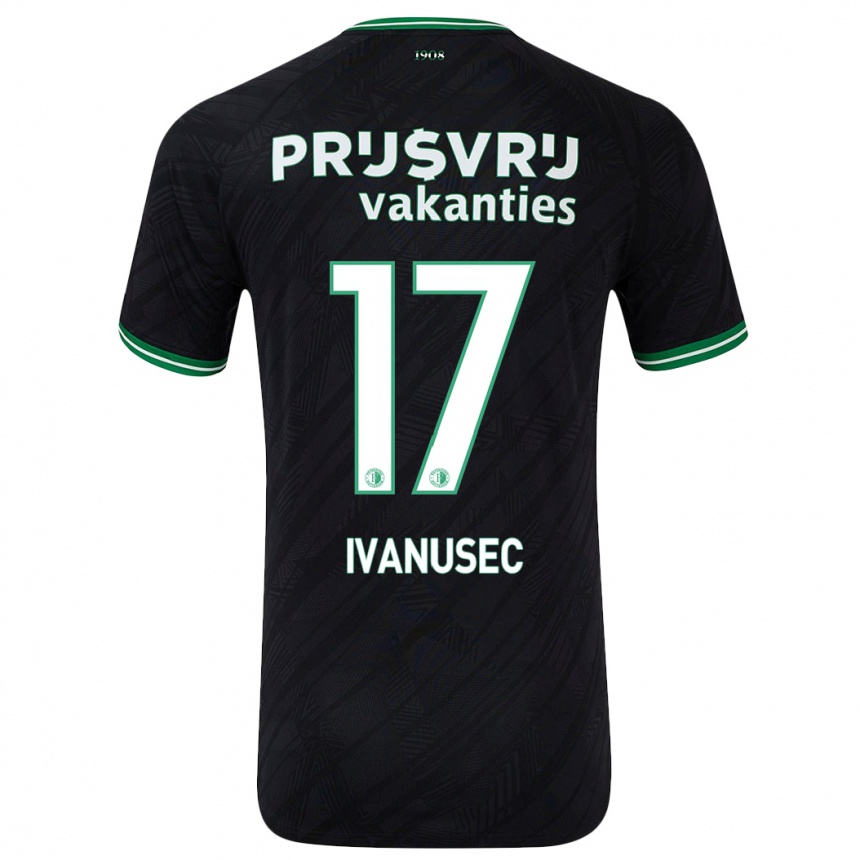 Kids Football Luka Ivanusec #17 Black Green Away Jersey 2024/25 T-Shirt