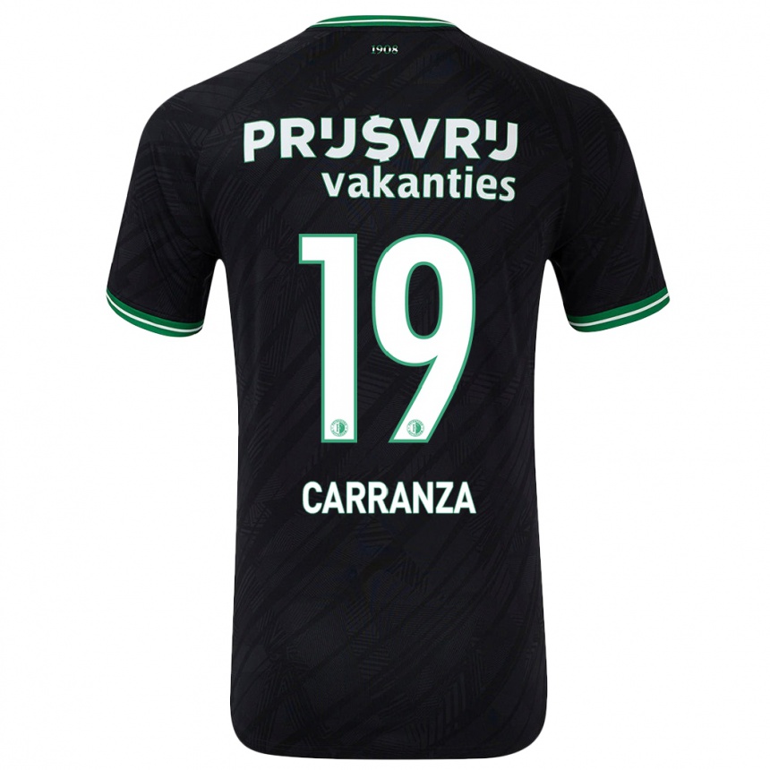 Kids Football Julián Carranza #19 Black Green Away Jersey 2024/25 T-Shirt