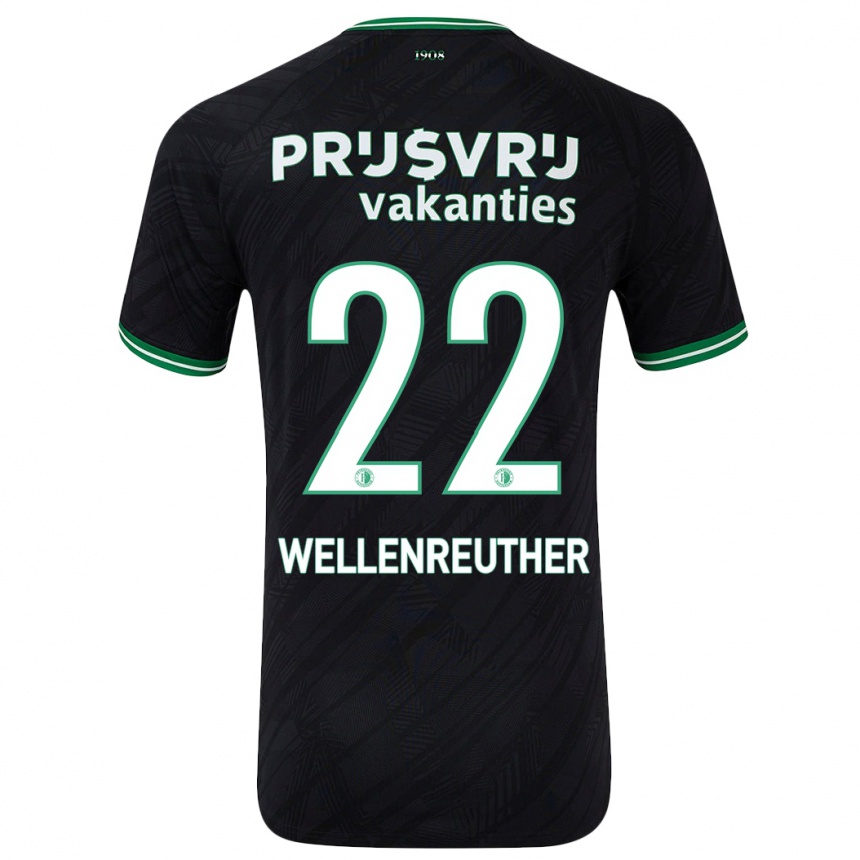 Kids Football Timon Wellenreuther #22 Black Green Away Jersey 2024/25 T-Shirt