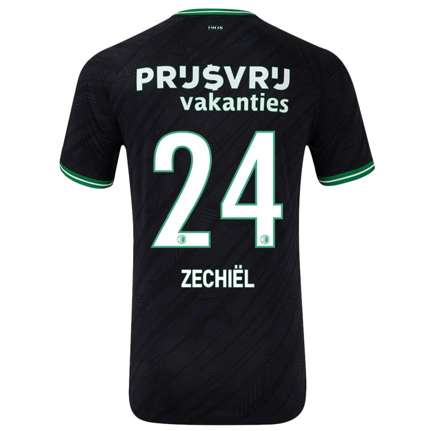 Kids Football Gjivai Zechiël #24 Black Green Away Jersey 2024/25 T-Shirt