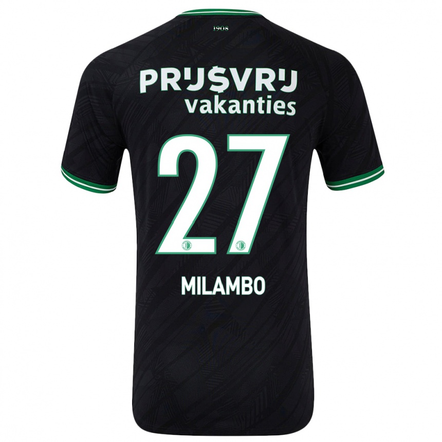 Kids Football Antoni Milambo #27 Black Green Away Jersey 2024/25 T-Shirt