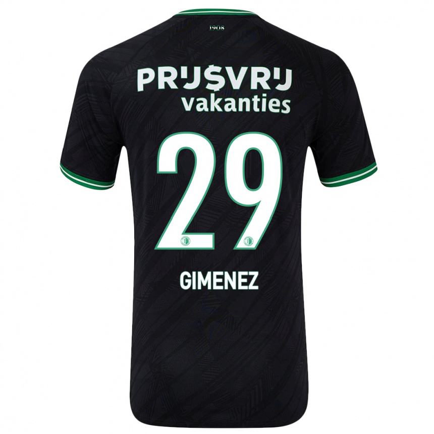 Kids Football Santiago Gimenez #29 Black Green Away Jersey 2024/25 T-Shirt