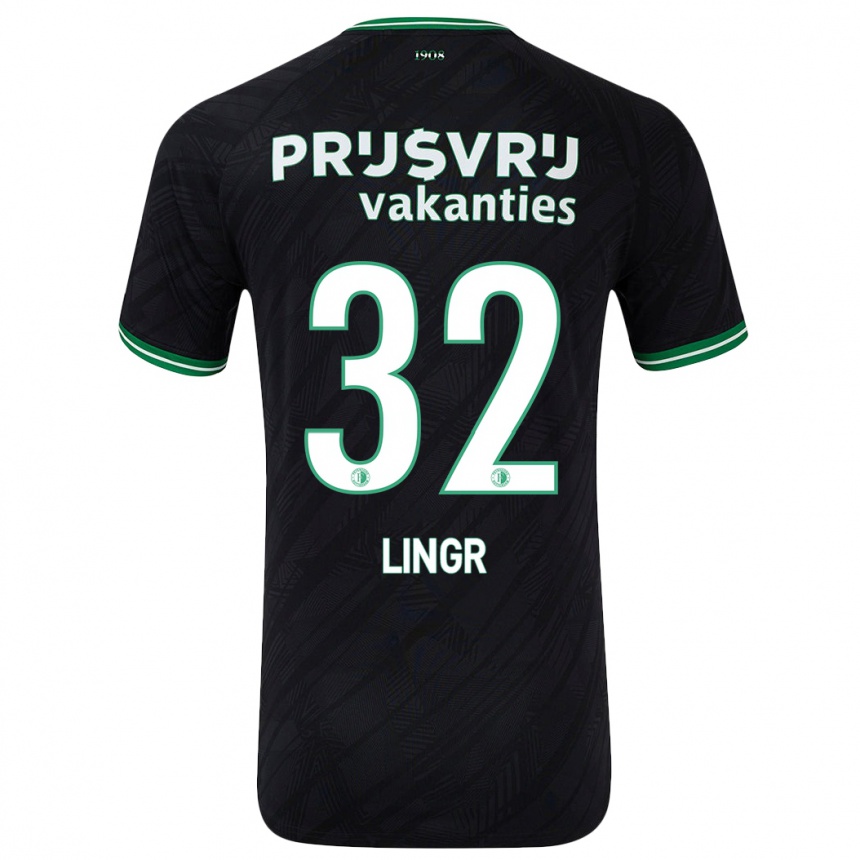 Kids Football Ondrej Lingr #32 Black Green Away Jersey 2024/25 T-Shirt