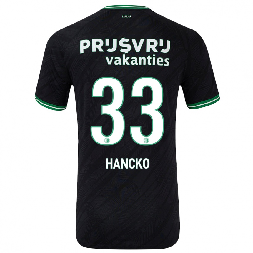 Kids Football David Hancko #33 Black Green Away Jersey 2024/25 T-Shirt