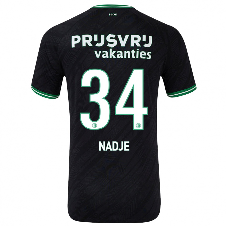 Kids Football Chris-Kévin Nadje #34 Black Green Away Jersey 2024/25 T-Shirt