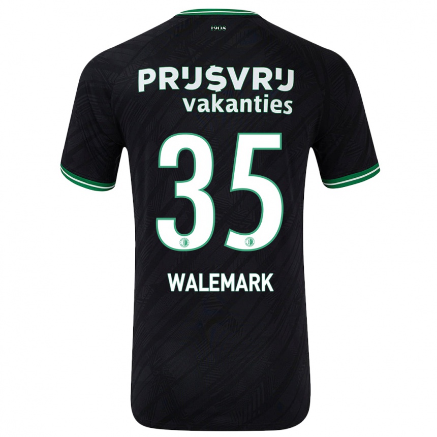 Kids Football Patrik Walemark #35 Black Green Away Jersey 2024/25 T-Shirt