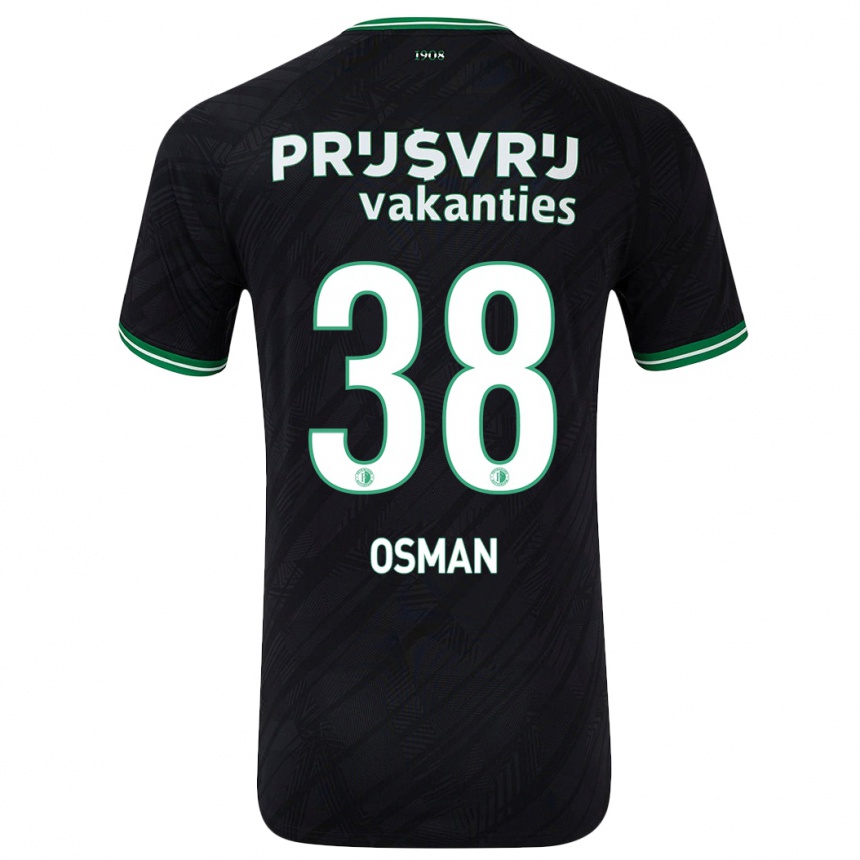 Kids Football Ibrahim Osman #38 Black Green Away Jersey 2024/25 T-Shirt