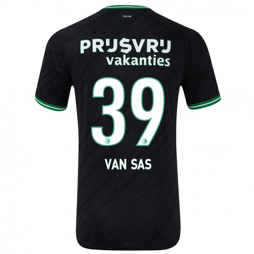 Kids Football Mikki Van Sas #39 Black Green Away Jersey 2024/25 T-Shirt