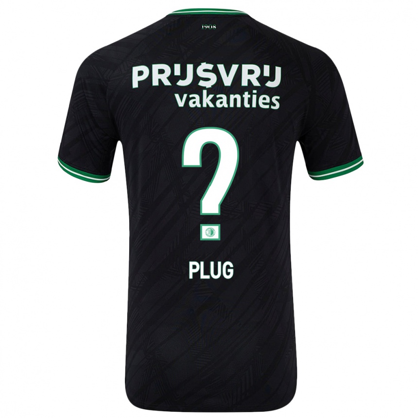 Kids Football Jan Plug #0 Black Green Away Jersey 2024/25 T-Shirt