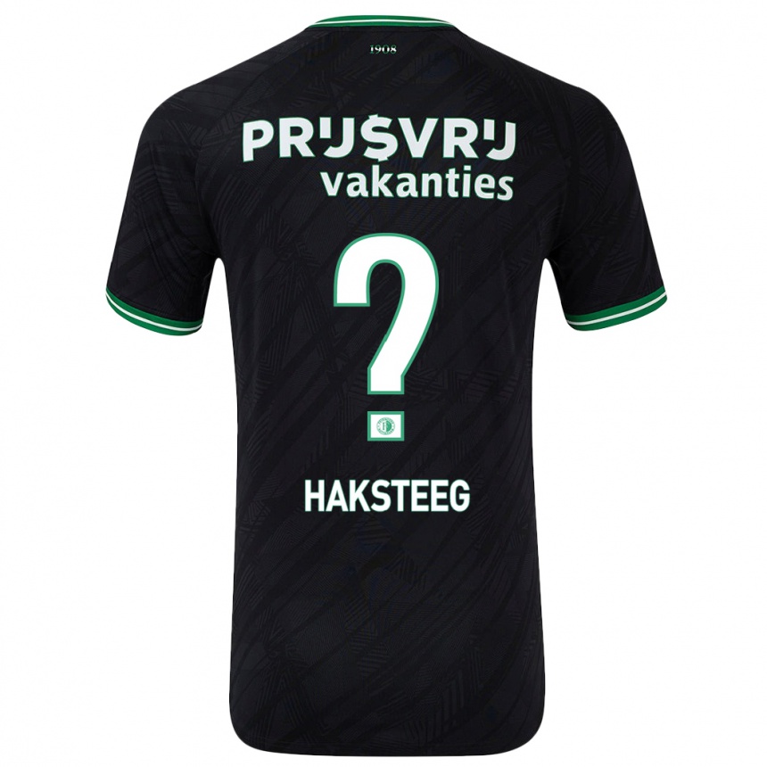 Kids Football Tim Haksteeg #0 Black Green Away Jersey 2024/25 T-Shirt