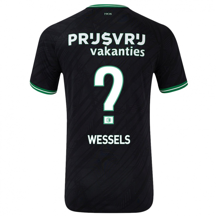 Kids Football Tijme Wessels #0 Black Green Away Jersey 2024/25 T-Shirt