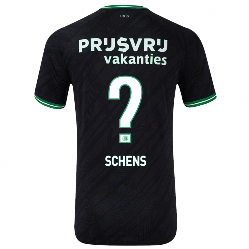 Kids Football Twan Schens #0 Black Green Away Jersey 2024/25 T-Shirt