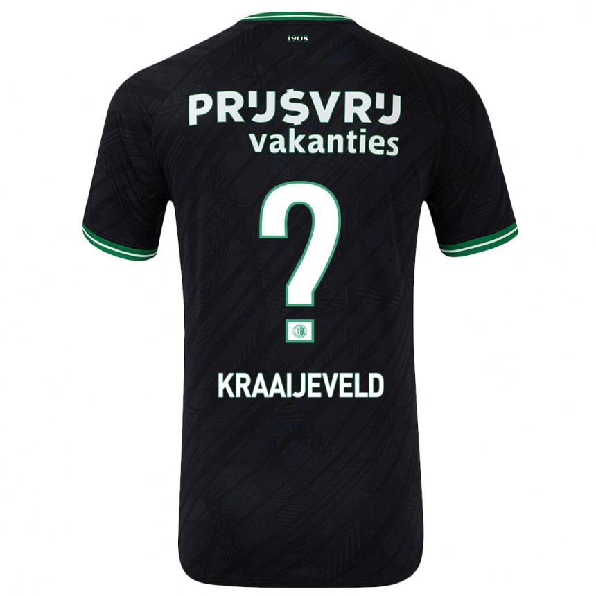 Kids Football Thijs Kraaijeveld #0 Black Green Away Jersey 2024/25 T-Shirt