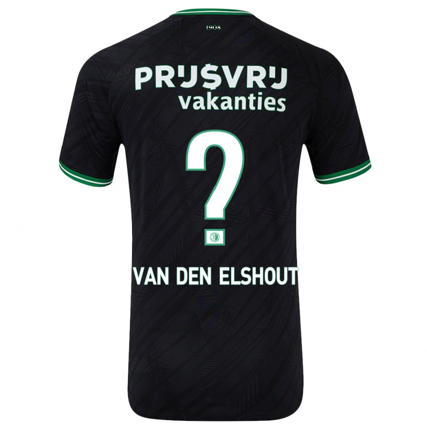 Kids Football Tobias Van Den Elshout #0 Black Green Away Jersey 2024/25 T-Shirt