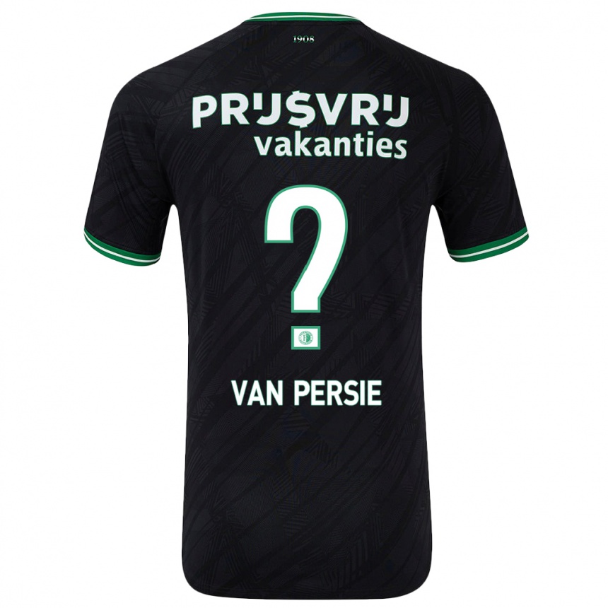 Kids Football Shaqueel Van Persie #0 Black Green Away Jersey 2024/25 T-Shirt