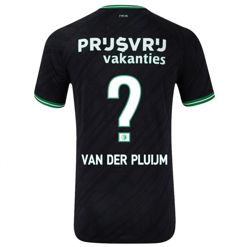 Kids Football Marvin Van Der Pluijm #0 Black Green Away Jersey 2024/25 T-Shirt