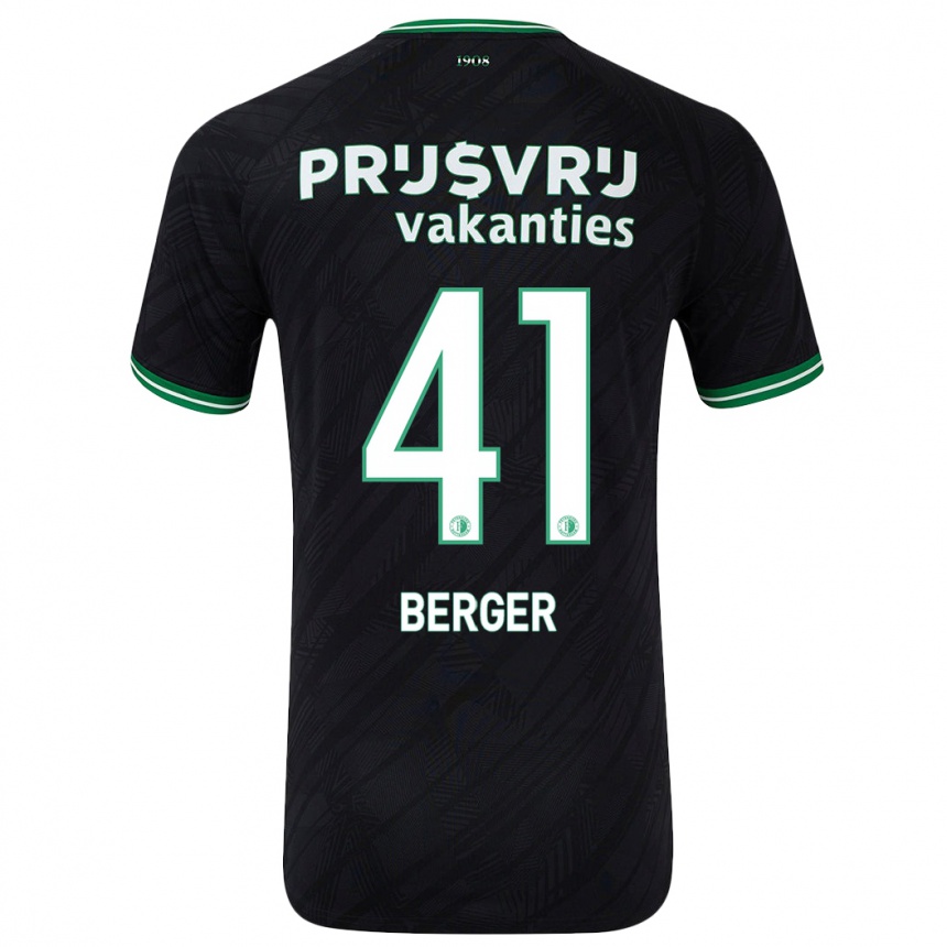 Kids Football Mannou Berger #41 Black Green Away Jersey 2024/25 T-Shirt