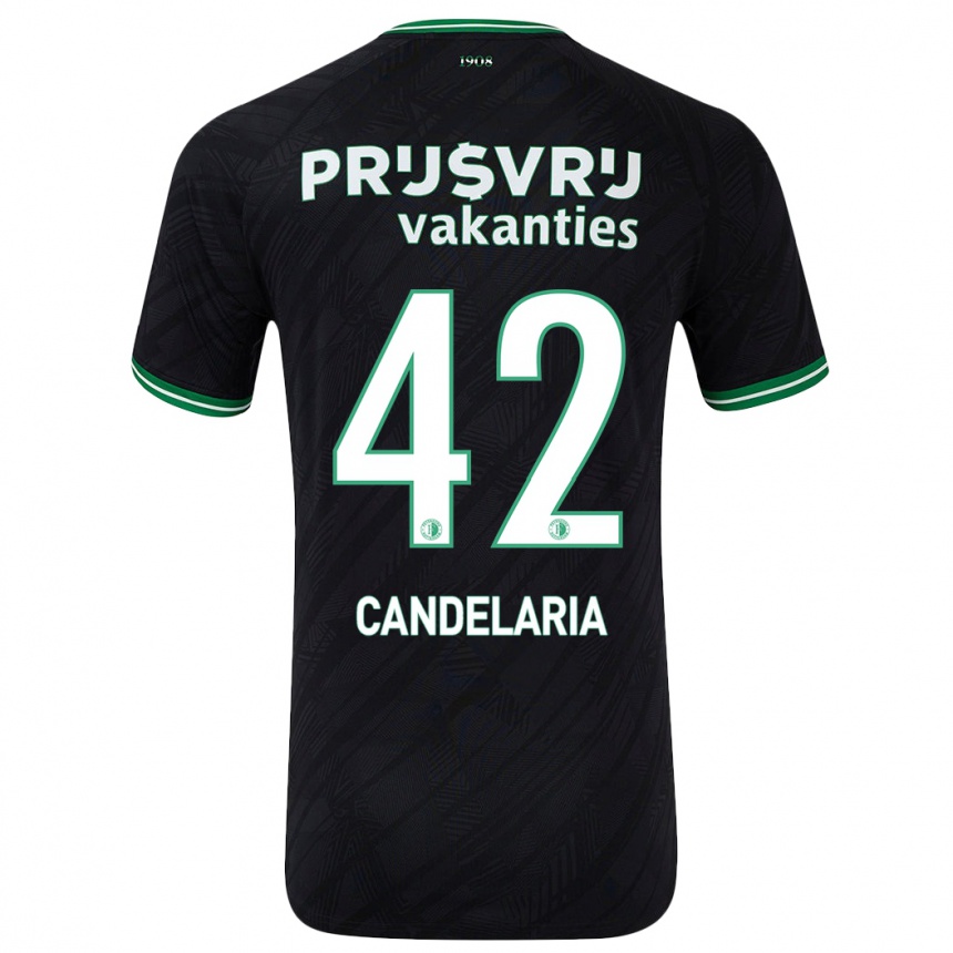 Kids Football Jayden Candelaria #42 Black Green Away Jersey 2024/25 T-Shirt