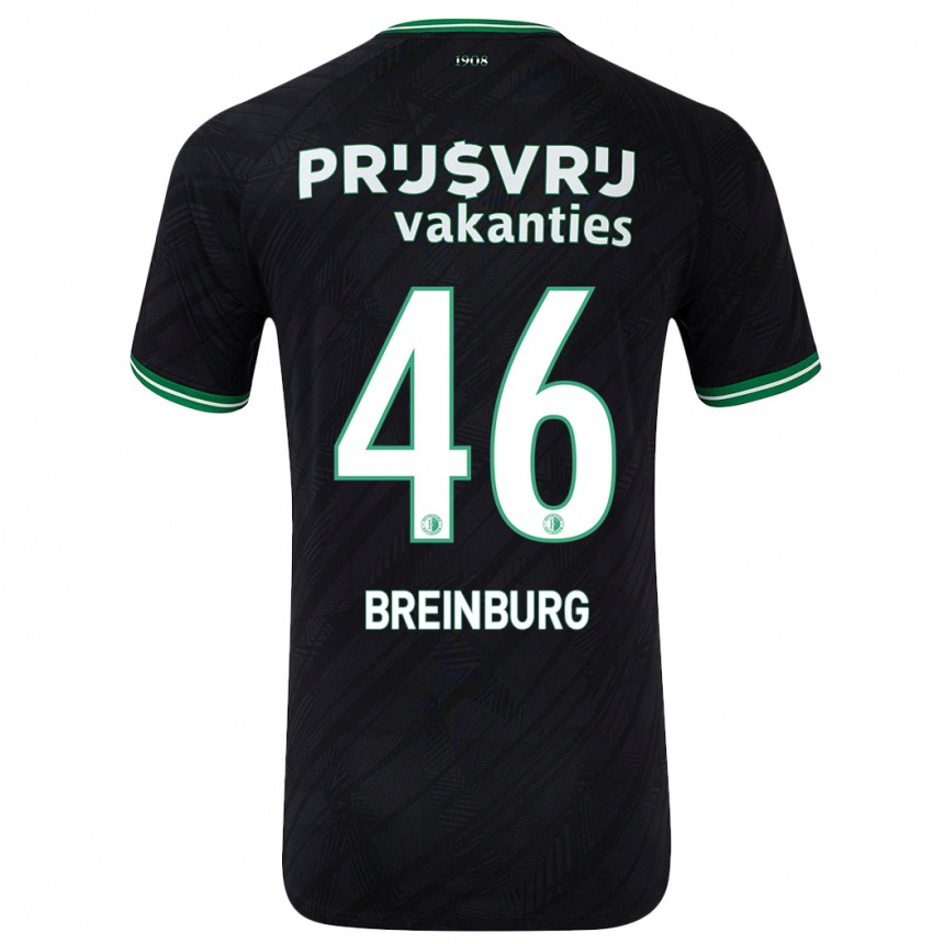 Kids Football Rainey Breinburg #46 Black Green Away Jersey 2024/25 T-Shirt