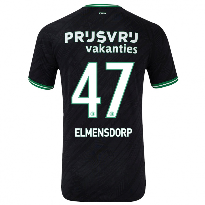 Kids Football Paris Elmensdorp #47 Black Green Away Jersey 2024/25 T-Shirt