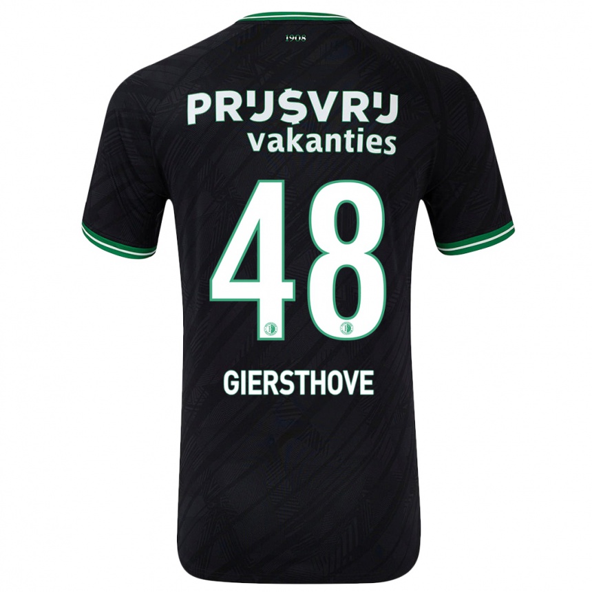 Kids Football Djomar Giersthove #48 Black Green Away Jersey 2024/25 T-Shirt