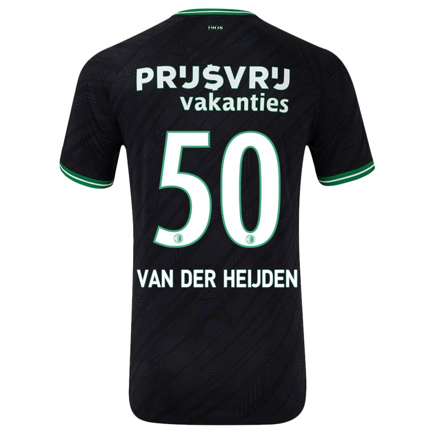 Kids Football Délano Van Der Heijden #50 Black Green Away Jersey 2024/25 T-Shirt