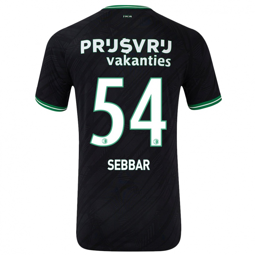 Kids Football Marouane Sebbar #54 Black Green Away Jersey 2024/25 T-Shirt