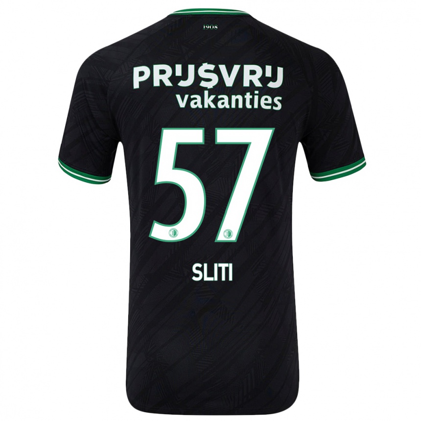 Kids Football Aymen Sliti #57 Black Green Away Jersey 2024/25 T-Shirt