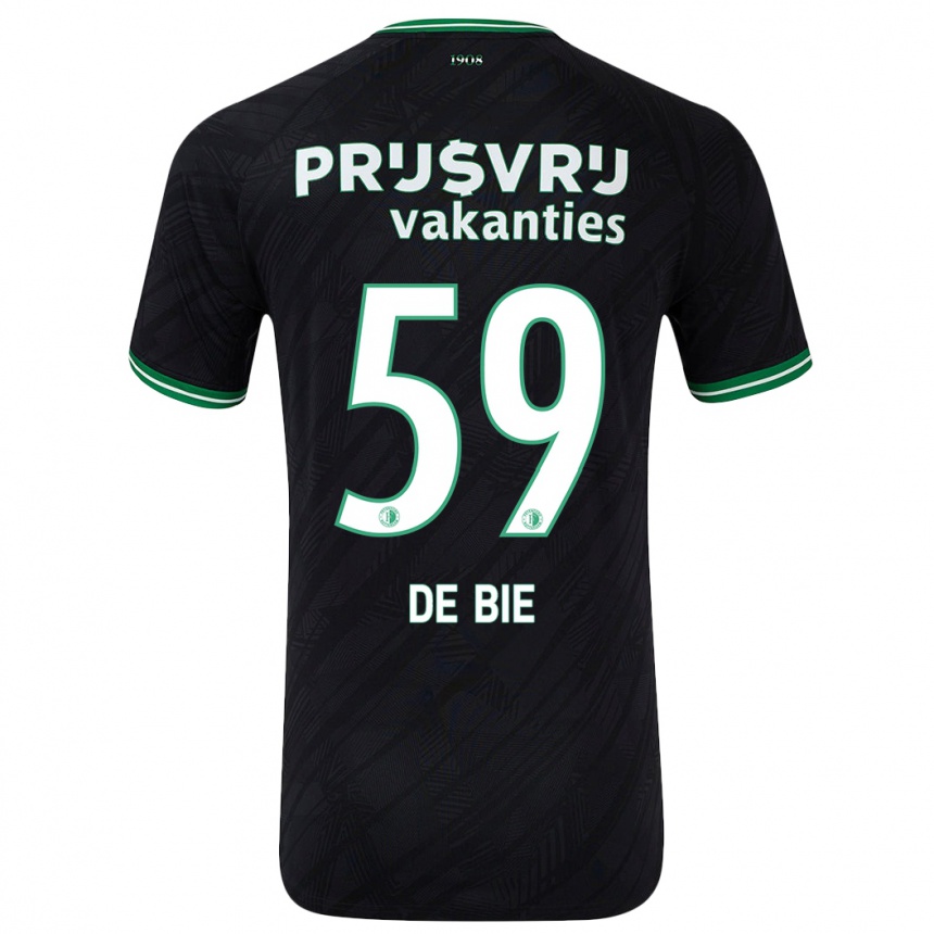 Kids Football Joey De Bie #59 Black Green Away Jersey 2024/25 T-Shirt