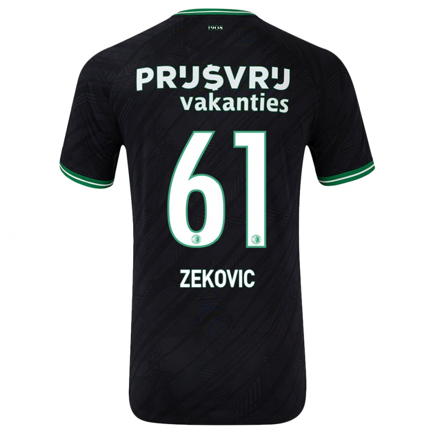 Kids Football Aleks Zekovic #61 Black Green Away Jersey 2024/25 T-Shirt