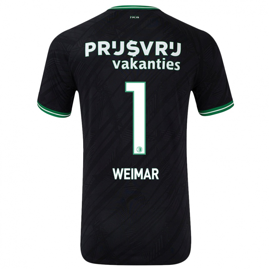 Kids Football Jacintha Weimar #1 Black Green Away Jersey 2024/25 T-Shirt