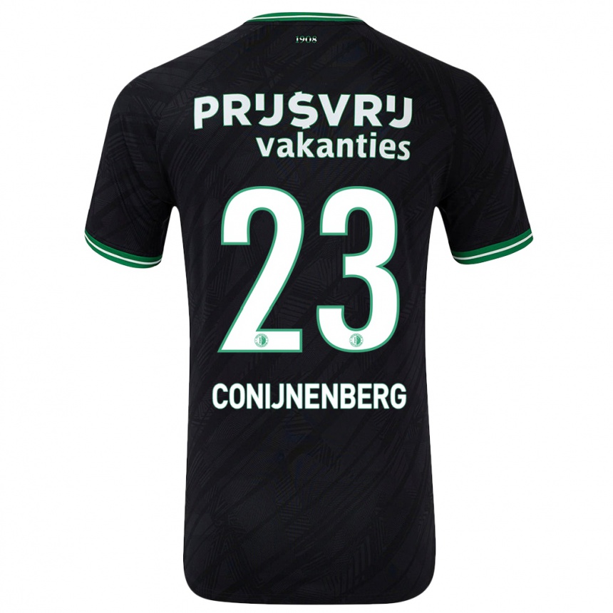 Kids Football Jada Conijnenberg #23 Black Green Away Jersey 2024/25 T-Shirt