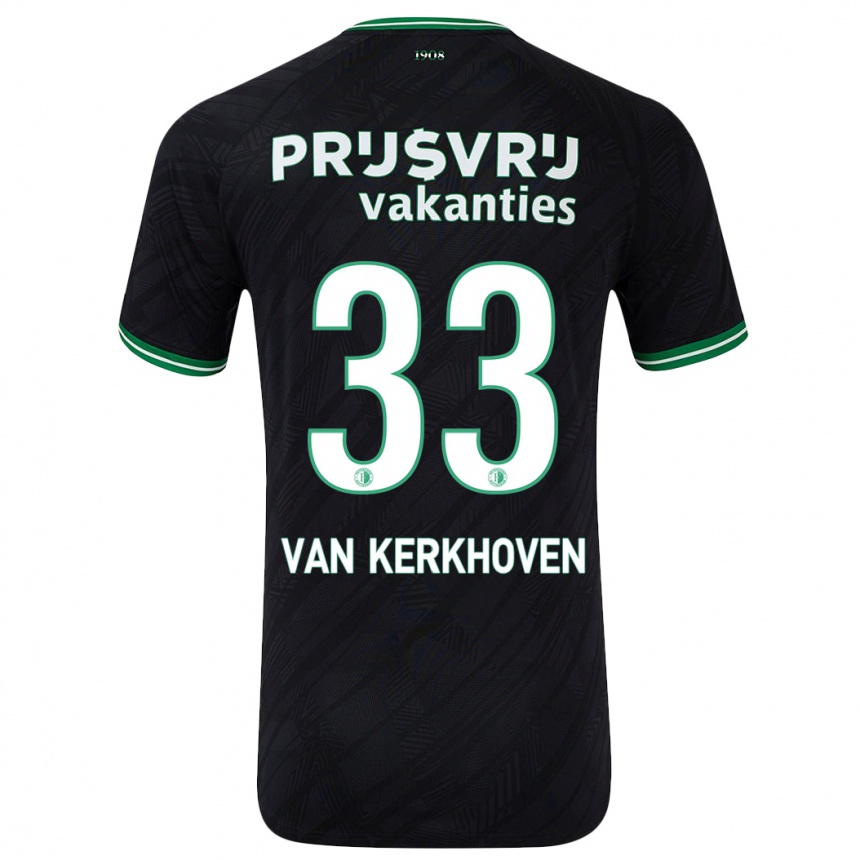 Kids Football Ella Van Kerkhoven #33 Black Green Away Jersey 2024/25 T-Shirt