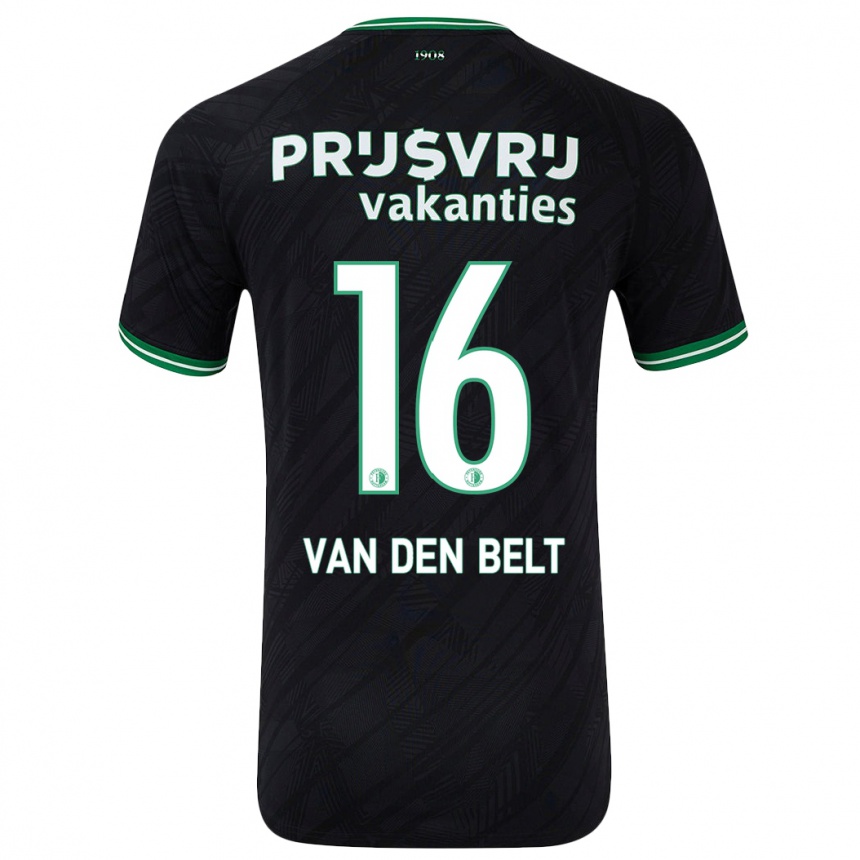 Kids Football Thomas Van Den Belt #16 Black Green Away Jersey 2024/25 T-Shirt