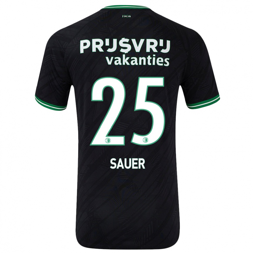 Kids Football Leo Sauer #25 Black Green Away Jersey 2024/25 T-Shirt