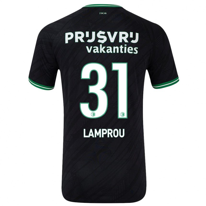 Kids Football Kostas Lamprou #31 Black Green Away Jersey 2024/25 T-Shirt