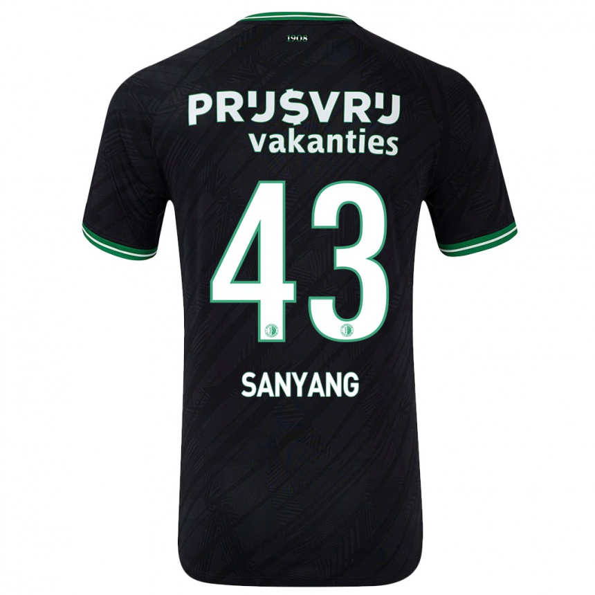 Kids Football Amadou-David Sanyang #43 Black Green Away Jersey 2024/25 T-Shirt