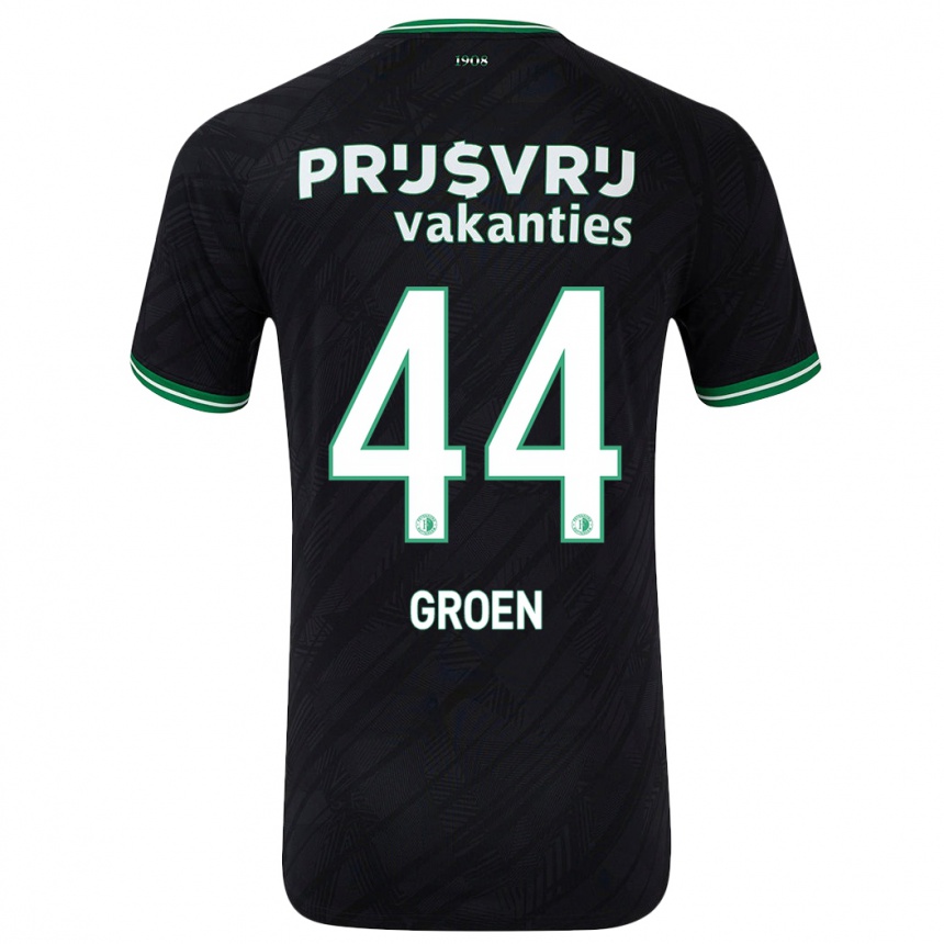 Kids Football Nesto Groen #44 Black Green Away Jersey 2024/25 T-Shirt