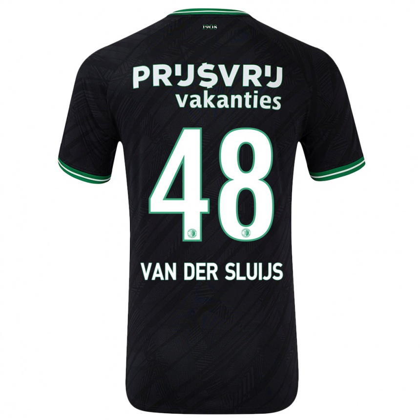 Kids Football Joep Van Der Sluijs #48 Black Green Away Jersey 2024/25 T-Shirt