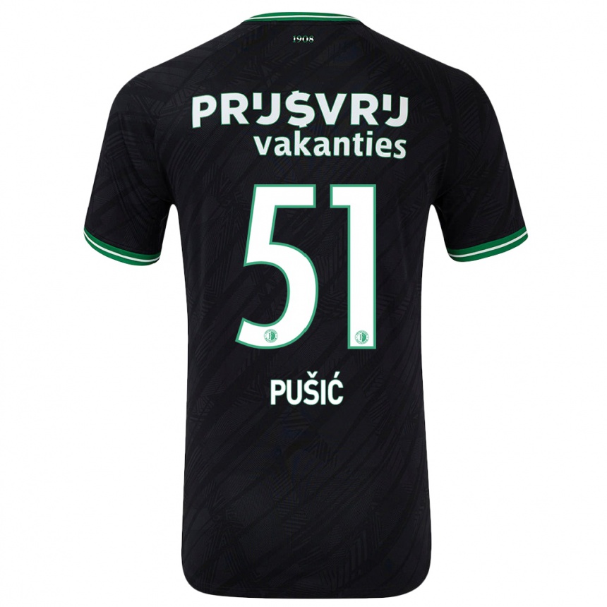 Kids Football Noah Pušić #51 Black Green Away Jersey 2024/25 T-Shirt