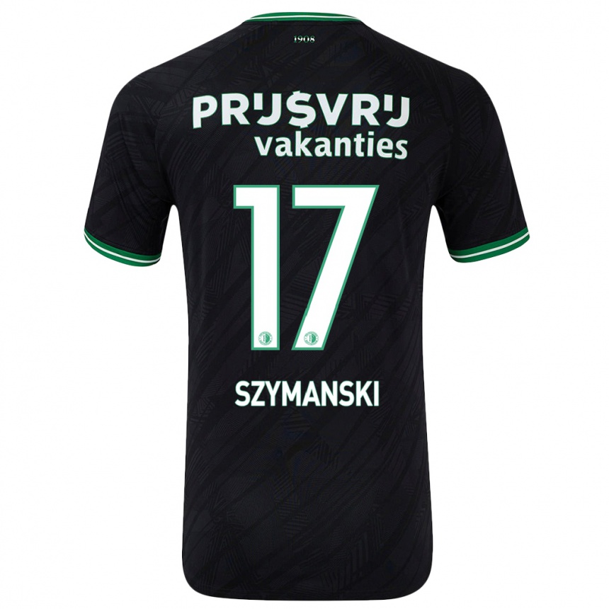 Kids Football Sebastian Szymanski #17 Black Green Away Jersey 2024/25 T-Shirt