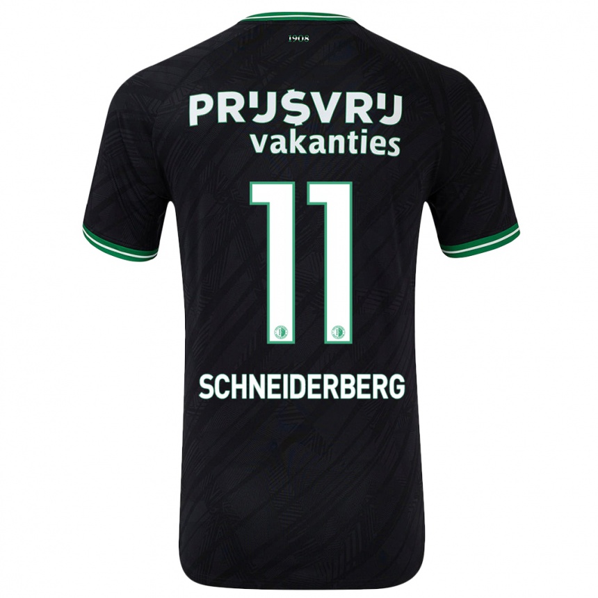 Kids Football July Schneiderberg #11 Black Green Away Jersey 2024/25 T-Shirt