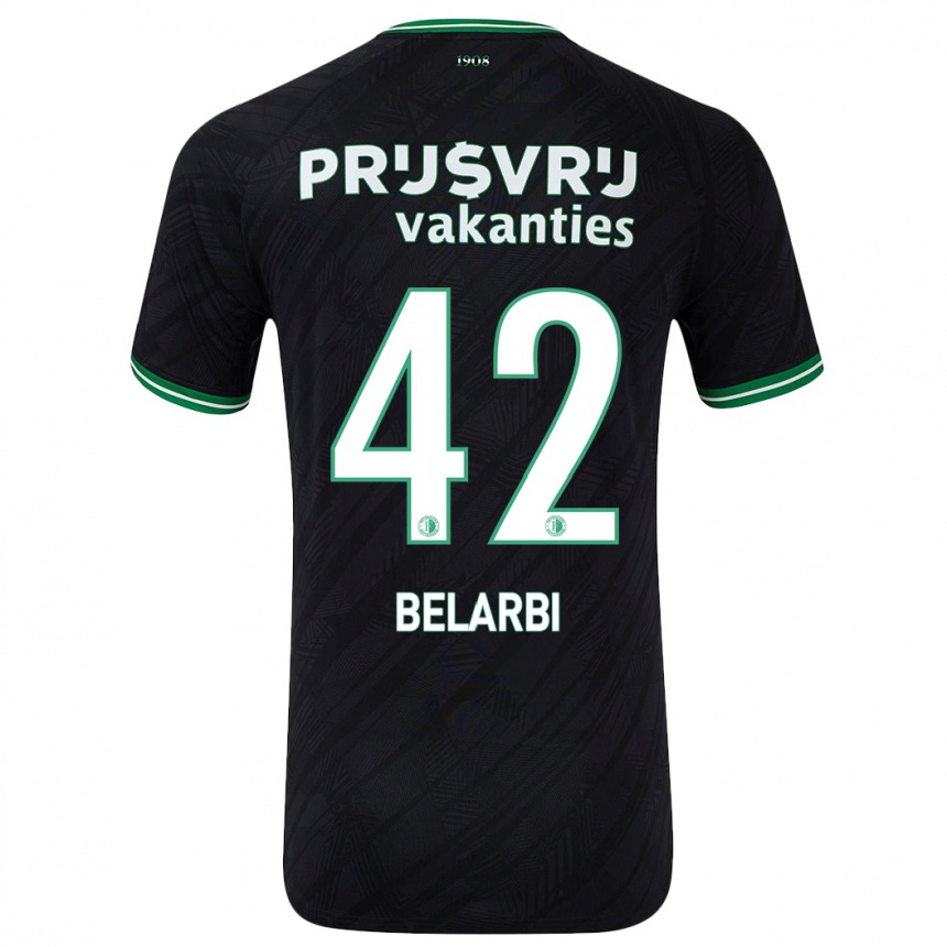 Kids Football Abdel Belarbi #42 Black Green Away Jersey 2024/25 T-Shirt