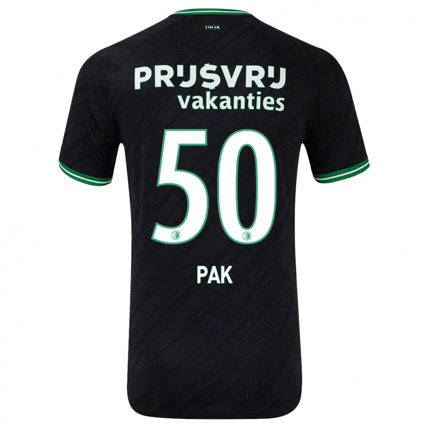 Kids Football Sam Pak #50 Black Green Away Jersey 2024/25 T-Shirt